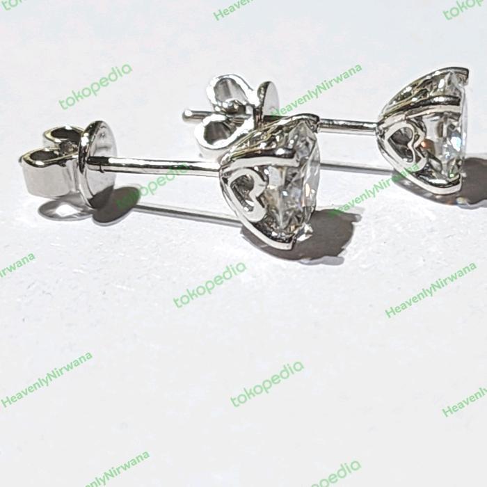 14K Gold Premium Moissanite GRA Earrings. Anting Emas Putih Asli 585