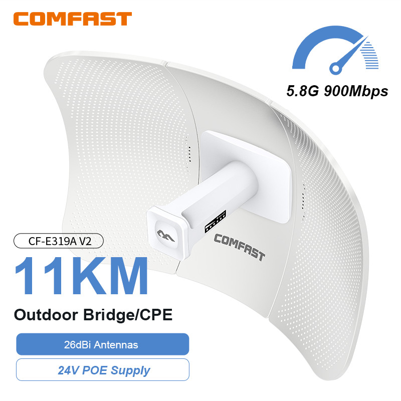 Comfast 11KM Long Range Outdoor CPE 900Mbps 5Ghz Bridge Access Point Repeater Nanostation Amplifer