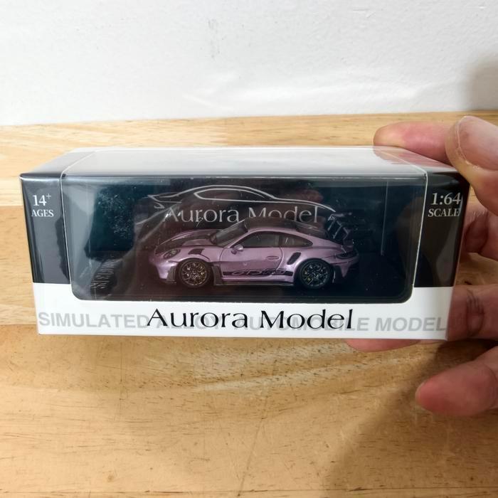 Aurora Model Porsche 911 GT3 RS 992 Limited Edition Purple Black Hobby Koleksi Mobil Mainan Mini