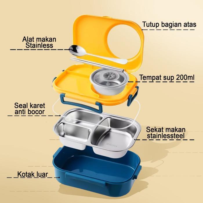 Kazumi Lunch Box Kotak Makan Stainless/Lunch Box Stainless Tahan Panas
