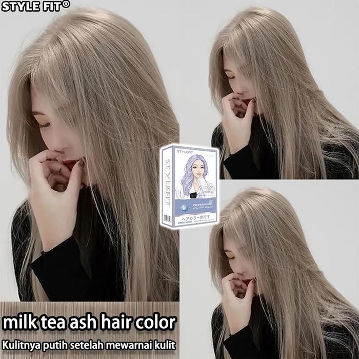 Hair Colour Tidak Perlu Pemutihan Pewarna Rambut 200ml Pewarna Herbal Cat Rambut Ash Brown Milk Tea
