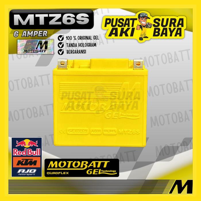 Official Motobatt Gel Mtz6S 6 Ah Original Aki Motor Yamaha Fino Grande