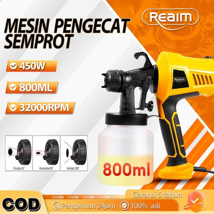 Reaim Cat Semprot Listrik Spraygun Cat Semprot 800Ml 450W Mesin Cat Semprot Listrik Alat Semprot Cat