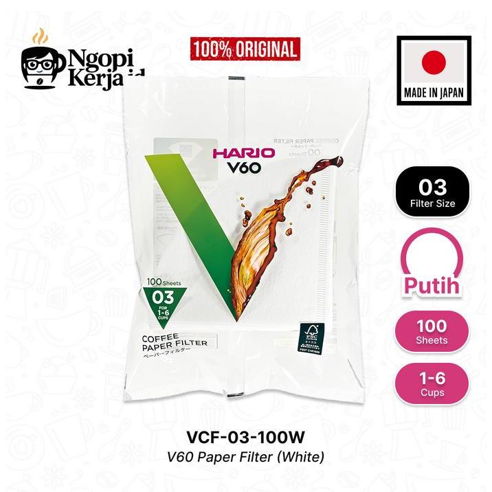 Hario V60 Coffee Paper Filter VCF-03-100W - Putih 100 Lembar