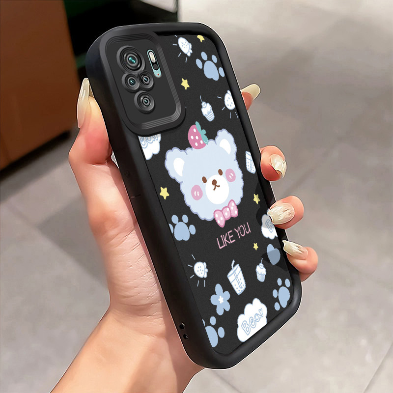 Casing Hp Xiaomi Redmi Note 10 Redmi Note 10s Redmi Note 10 Pro POCO M5s Case Beruang berbulu Kasing