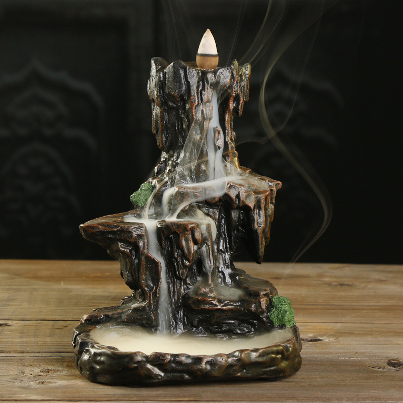 1pc, Incense Cones Burner, Incense Burner Holder Resin Backflow Incense Burner Mountain Stream
