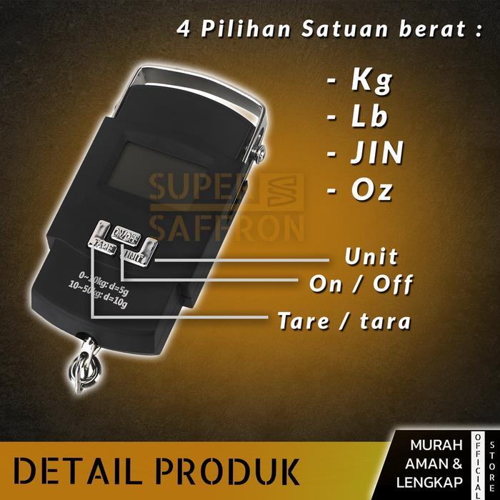 "New" Timbangan Gantung 50 Kg LCD Digital Scale Portable Mini Kiloan Ikan Beras serbaguna Koper