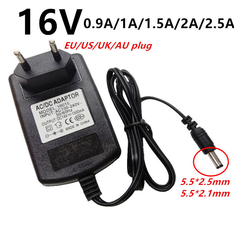 16V 16 Volt Universal AC DC Power Supply Adapter 900mA 1A 1.5A 2A 2.5A 16V2A 5.5x2.1-2.5mm AC-DC