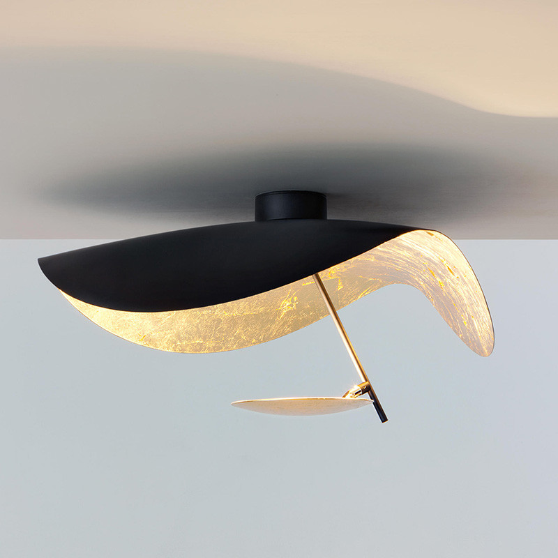 Industrial ceiling lamp Designer Lotus Leaf Lamp Iron black and gold ceiling light for Living Room B