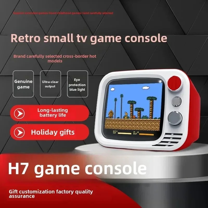 New H7 Retro Small TV Handheld Game Console 3.5-Inch HD Screen 740 Games Video Dual Gamepad Handdeld