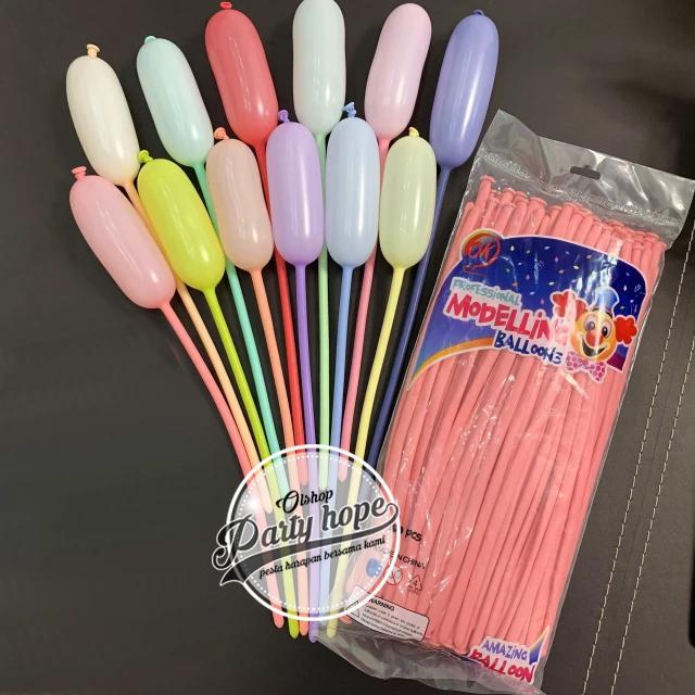 Balon Latex Pentil Macaron Pastel Isi 100 / Balon Karet Twist Pastel