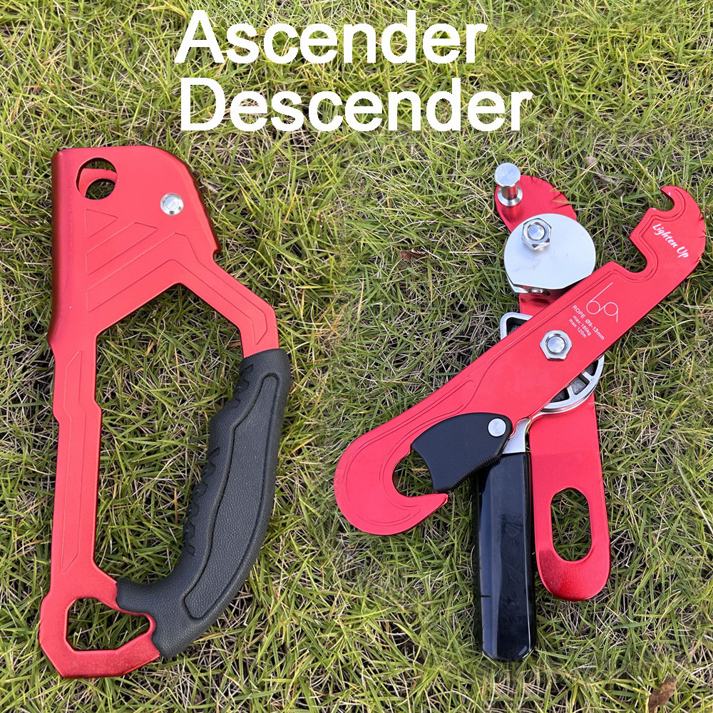 Ascender Descender Outdoor Rock Climbing Descender 150kg Self-braking Stop Rope Clamp Grab Descender