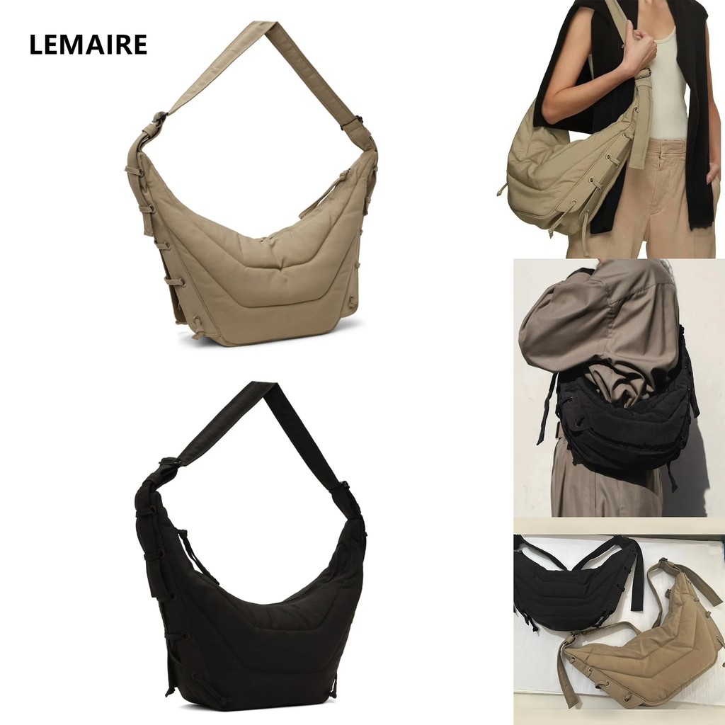 Lemaire Padded Nylon Crossbody Shoulder Bag,Croissant Bag Lazy Style Large Casual Sling Bag