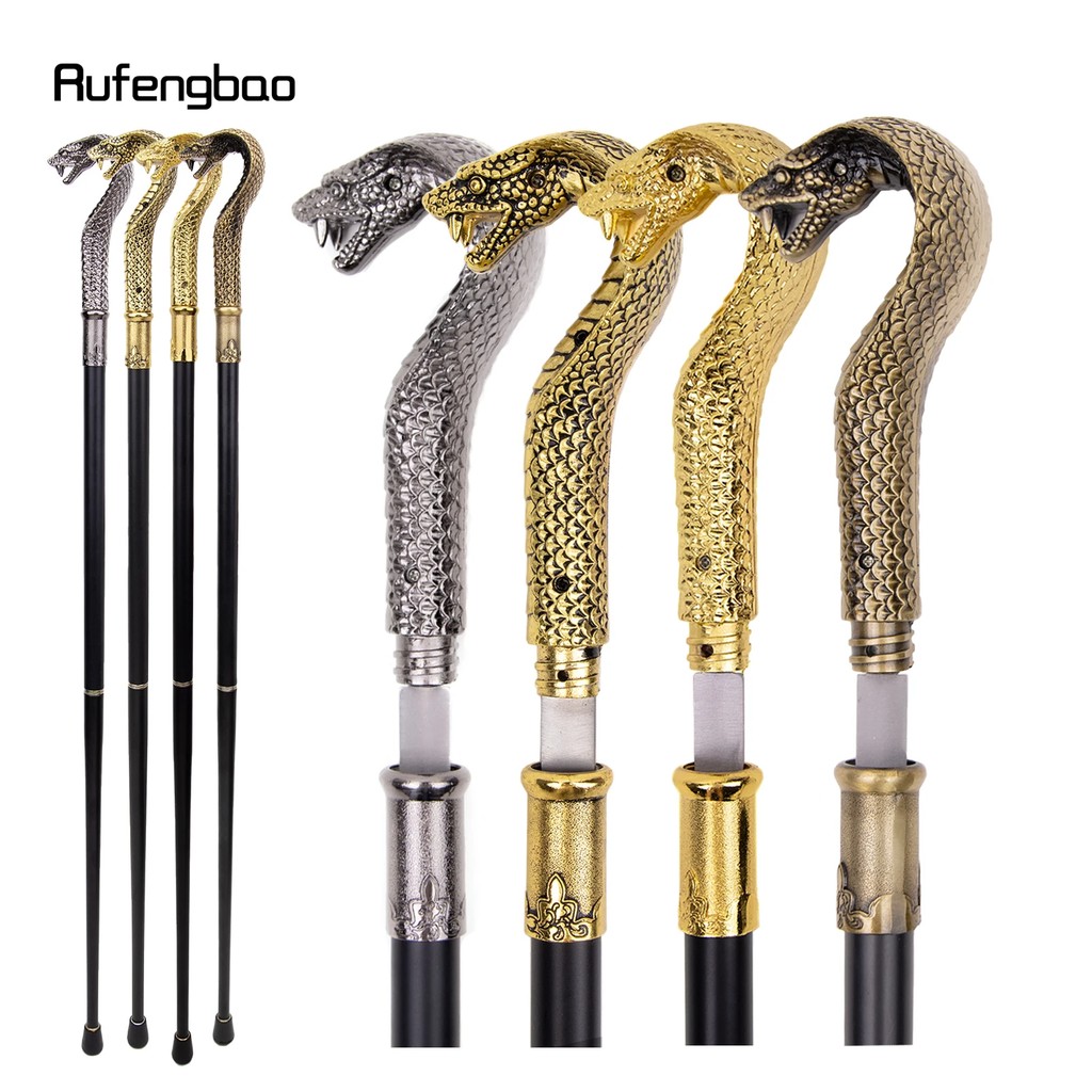 Colorful Luxury Snake Handle Walking Stick with 26cm Hidden Sword Self Defense Fashion Cane Sword