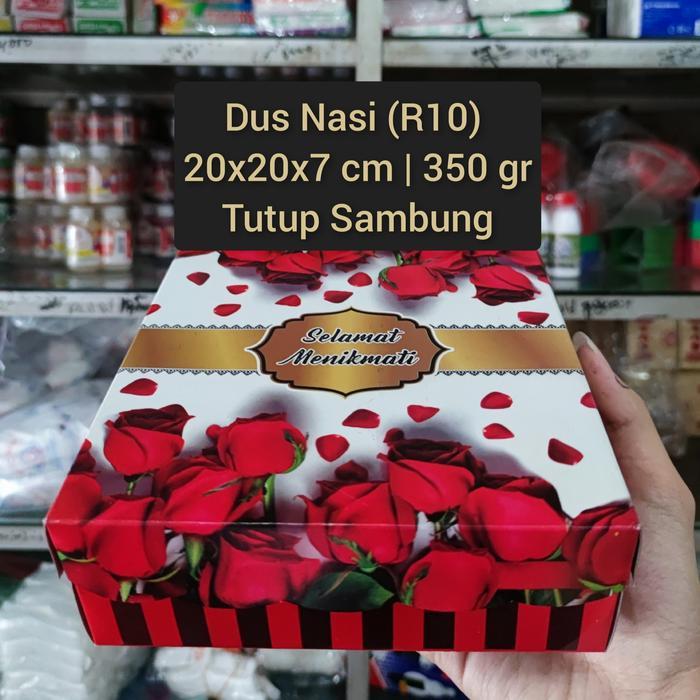 Box / Kardus / Dus Nasi Kue Snack Makanan - 20x20x7 cm - Mawar Merah