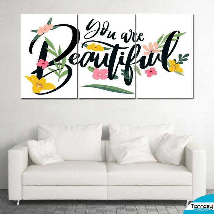 HIASAN DINDING SET BEAUTIFULL AESTHETIC FLOWER WALL DECOR SET 3 PANEL