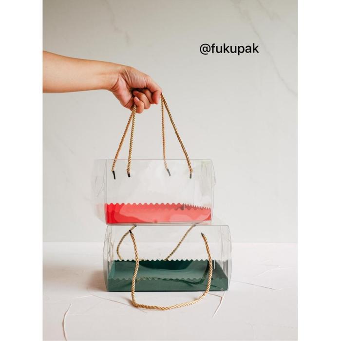 (20Pcs) Fukupak Box Mika Tali Tinggi 10 Cm Kotak Transparan Dus Mika Kue Nasi