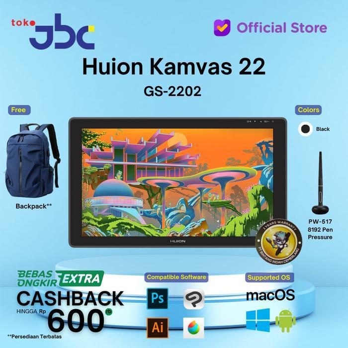 New HUION KAMVAS 22 Plus Android Support garansi resmi 1 tahun