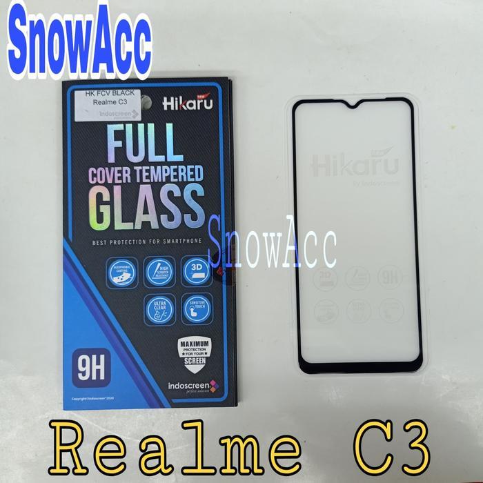 SALE Hikaru Anti Gores Tempered Glass Compatible with Compatible with Realme C3 Full Cover TERMURAH