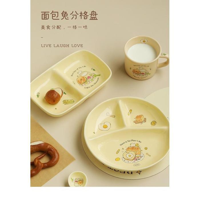 Piring Sekat Keramik / Piring Keramik Estetik Lucu Tahan Panas