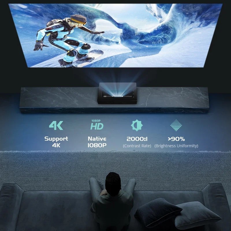 New Arrival Full HD 1080P Portable Home Theater Video Education Projector DLP UST Ultra Short Throw