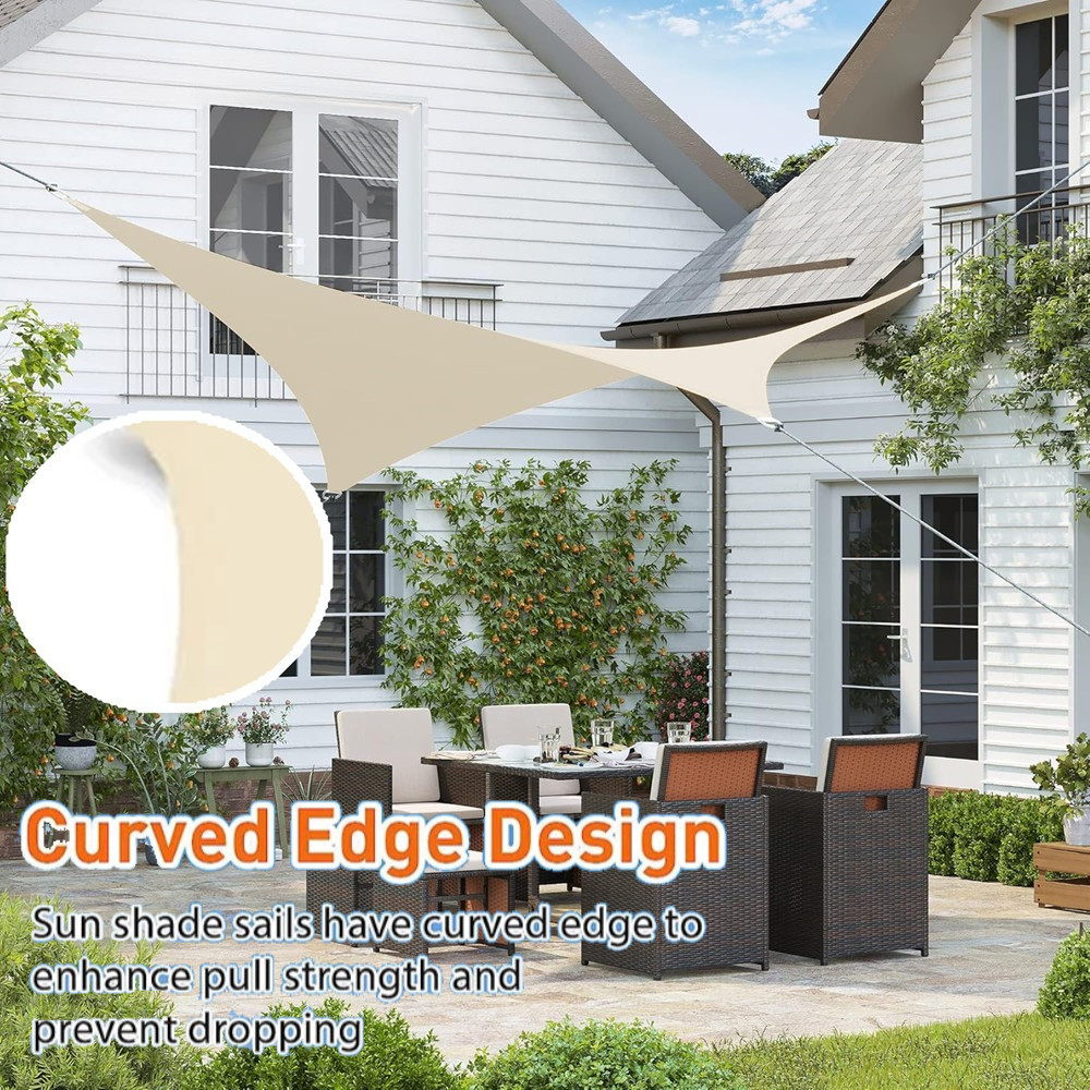 Beige Sun Shade Sail Waterproof Shade Sail for Outdoor Garden Patio Party 98% UV Block Sunscreen