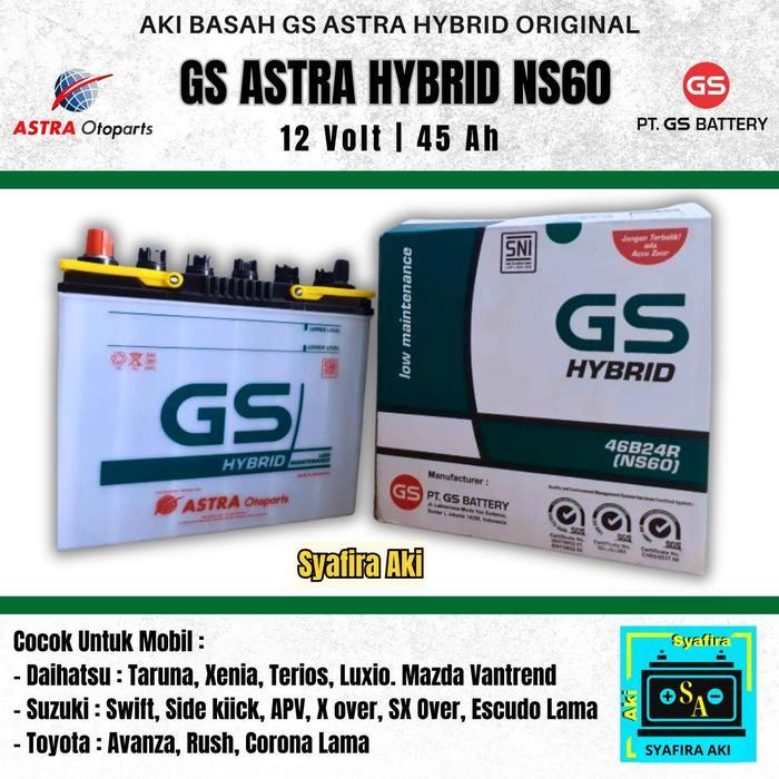 Aki Mobil Gs Astra Ns60 (Hybrid/Aki Basah) Gran Max , Luxio,Apv,Avanza,Xenia