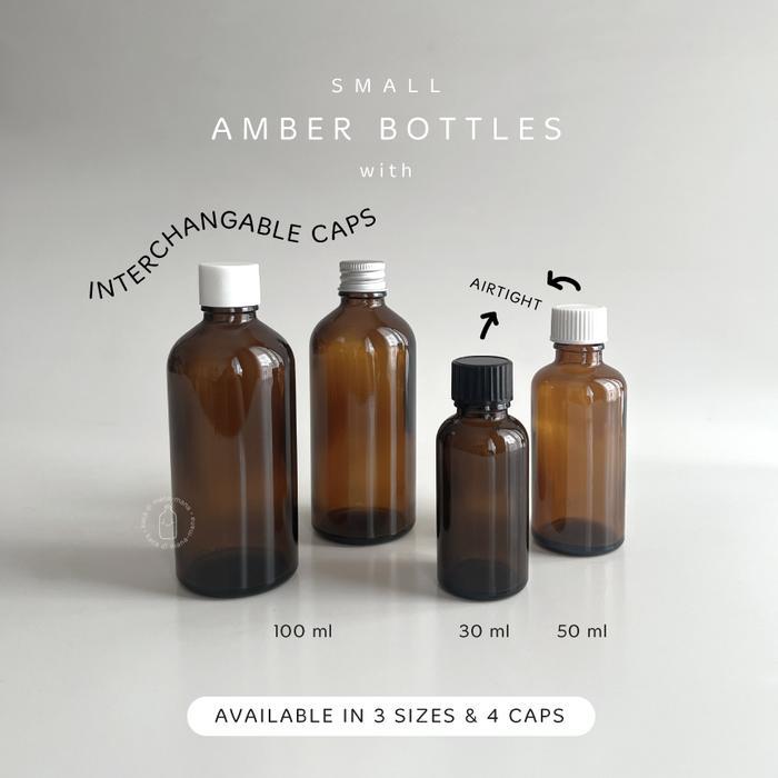 Botol kaca amber 50ml & 100ml tutup ulir