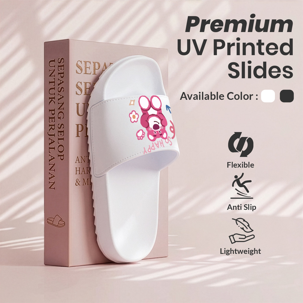 Sandal Sendal Wanita Kartun Beruang Lotso Desain Lentur Tahan Air Elegan Indoor Murah