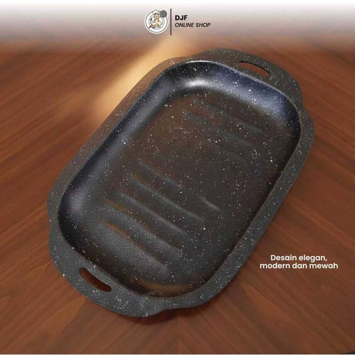 Bbq Grill Pan Anti Lengket Premium 3 Ukuran Wajan Panggang Daging Steak Sosis Ikan Wajan Panggang