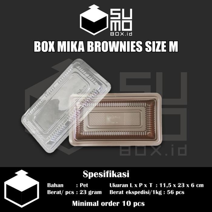 [1 PAK ISI 50 PCS] Mika Brownies M Tebal / Box Plastik Kue / Kotak Brownies / Mika Kue Kotak MEDIUM