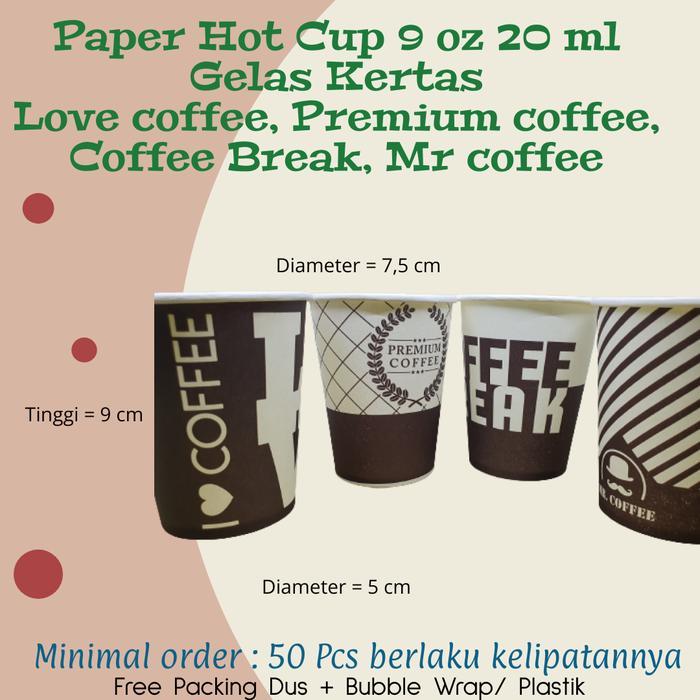 Paper Cup 9 oz 210 ml Gelas kertas motif coffee