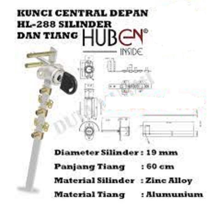 KUNCI CENTRAL DEPAN LACI-HUBEN HL-288-(KUNCI CENTRAL DEPAN/SATU SET)