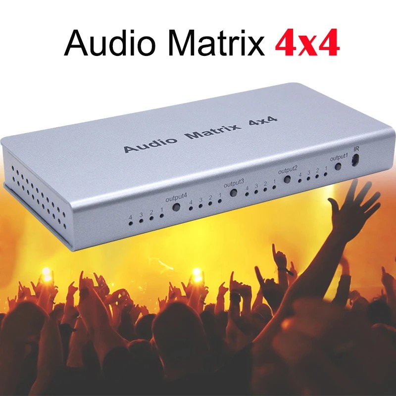 Terbaru 4x4 Spdif Toslink Digital Optical Audio Matrix 4 in 4 Out Audio Switch Converter Splitter fo