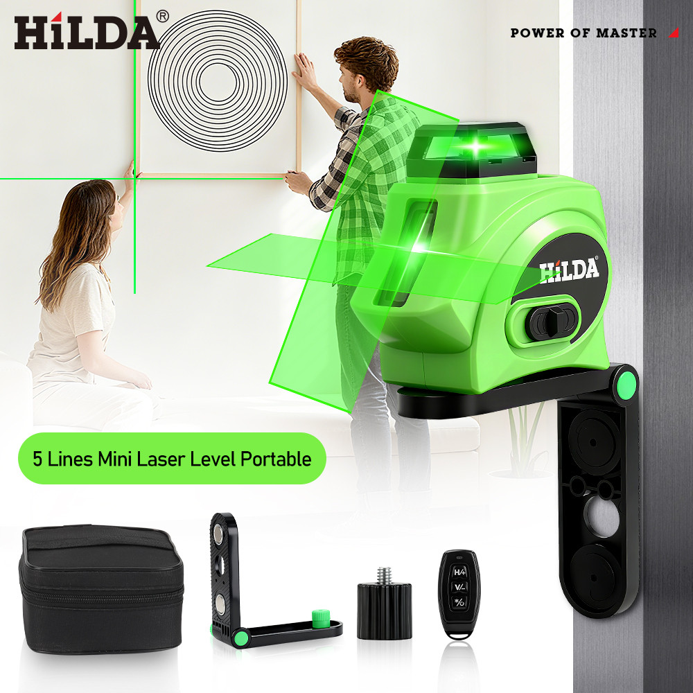 HILDA Laser Level 5-line Green Laser Horizontal Vertical Self Leveling Laser level Visibility High