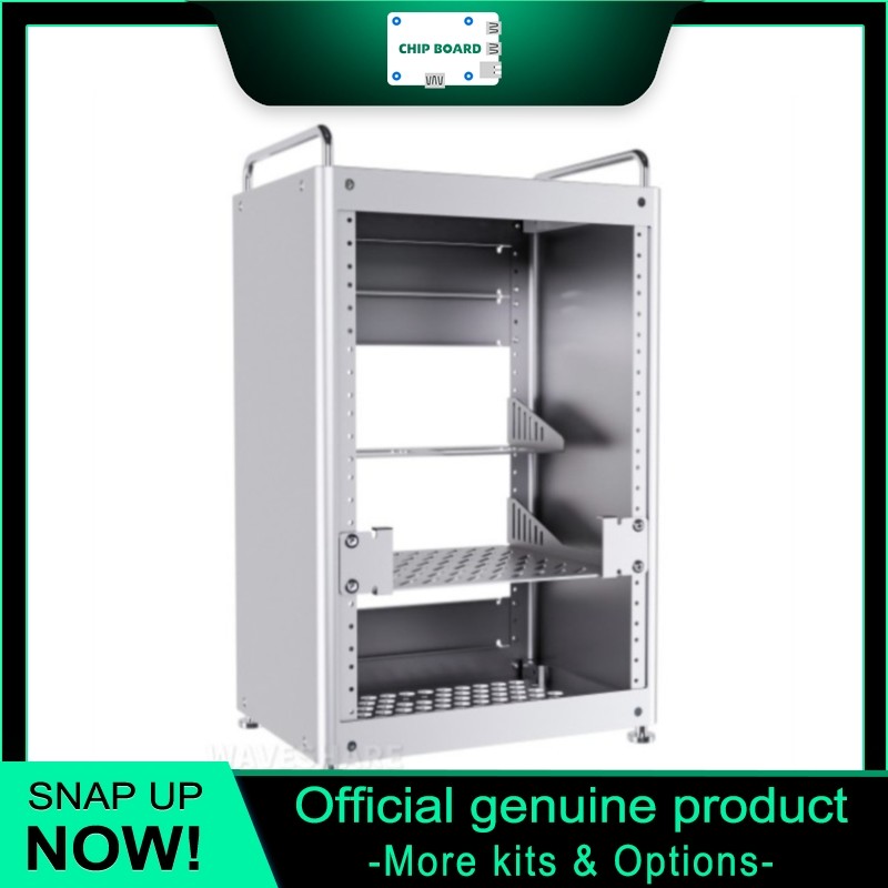 Waveshare HomeRack 8U Server Cabinet Kit, 10inch Aluminum Alloy Mini Rack Enclosure for Home Lab and