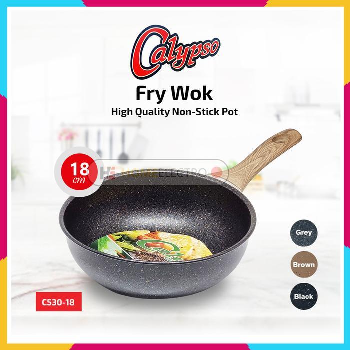 Calypso C530-18 Fry Wok 18 Cm Wajan Penggorengan Teflon Gg Kayu