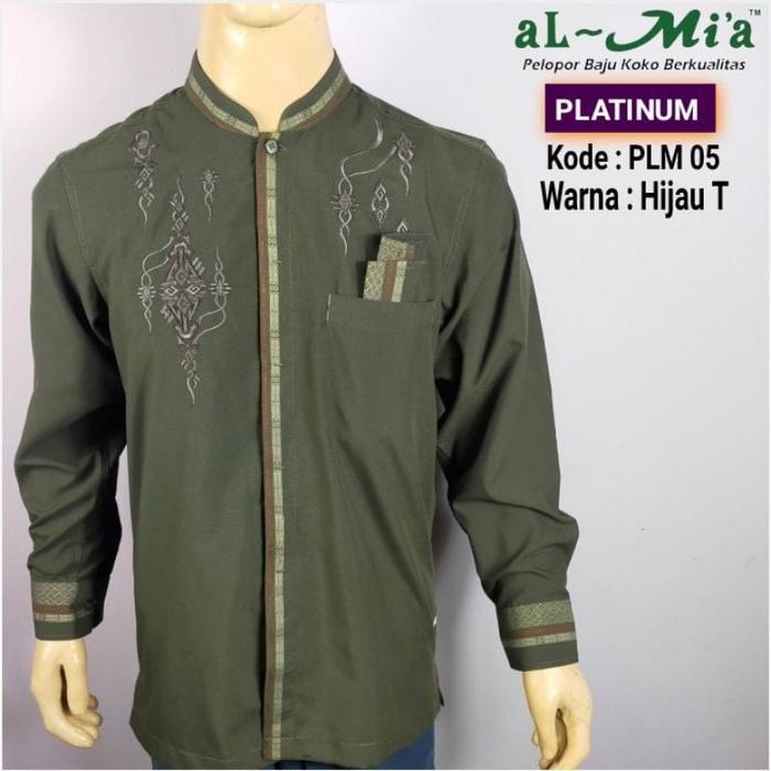 Baju Koko Al Mia Mt Platinum Hijau 100% Original Lengan Panjang Almia