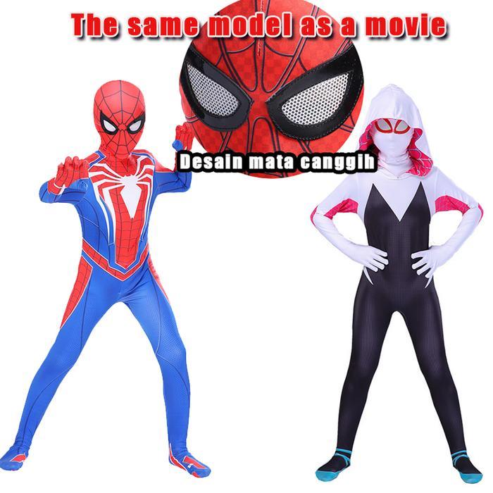 ASLI KOSTUM SPIDERMAN Merah Hitam Hero Baju Cosplay SUPERHERO Anak + Topeng READY STOCK