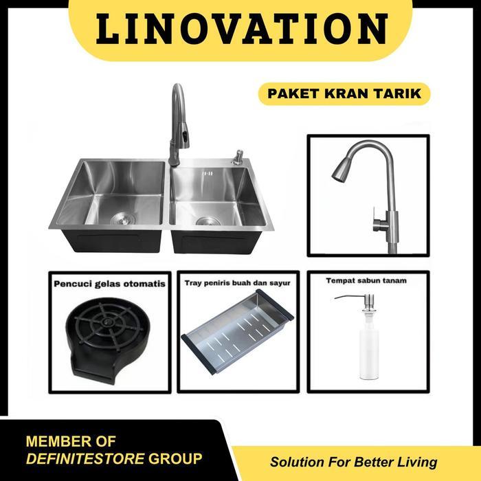 Wastafel Cuci Piring 2 Lubang Kitchen Sink Bak Cuci Piring 2 Lubang Stainless Steel 8245 Hitam Anti
