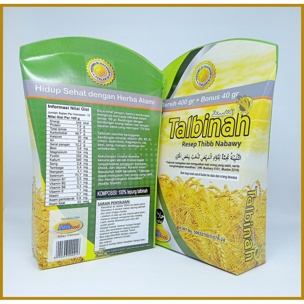 Tepung Talbinah Amin Food 400gr Thibb Nabawy Bubur Terapi Sakit Maag