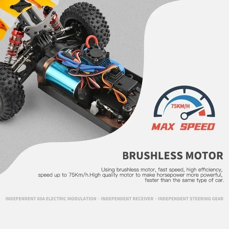 WLtoys 144010 144001 75KM/H 2.4G RC Car Brushless 4WD Electric High Speed Off-Road Remote Control