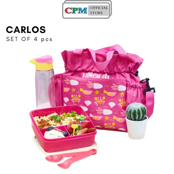 Carlose set of 4 pcs /tas bekal makan set /tas bekal anak set