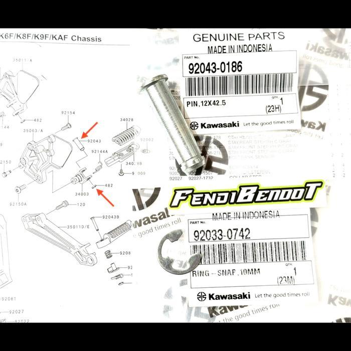 PEN PIN SET KLIP RING SNAP STEP POSTEP FOSTEF DEPAN KANAN KIRI NINJA R SS RR ORIGINAL 92043-0186