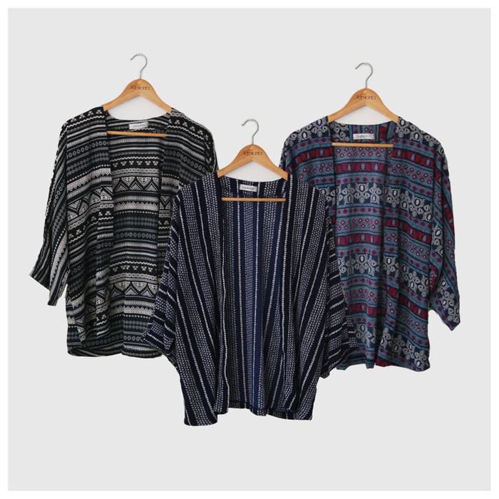 Kimono Outer Cardi Cardigan Wanita Lengan Panjang Tribal Etnik