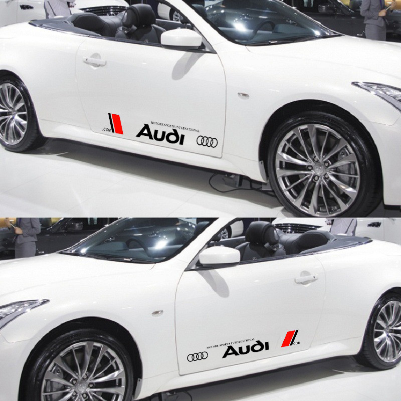 2PCS Car Styling Door Side Sticker Waterproof PVC Body Window Decals Accessories For Audi A4 B6 B8