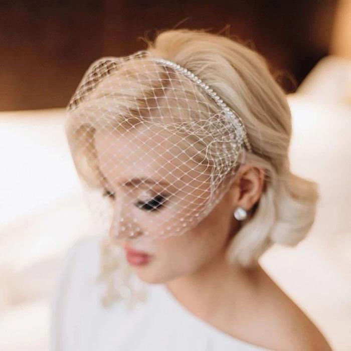 Mesh Face Cover Elegant Veil Headband Party Stage Headgear Women Girls Birdcage Veil Head Hoop Hair