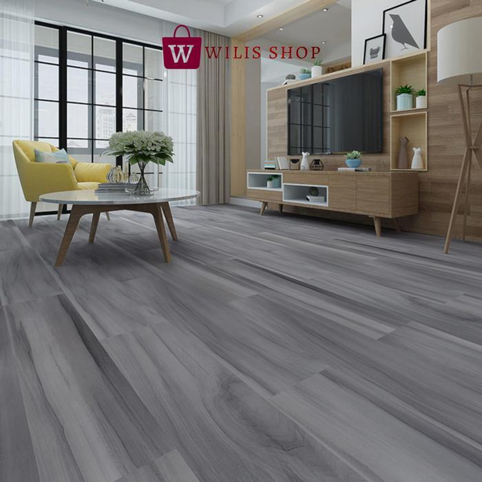 Stiker Lantai Vinyl Wallpaper Dinding Parket Motif Kayu Premium