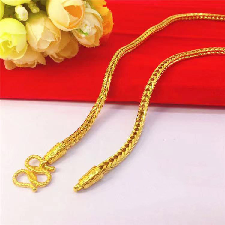 Men's 24K Gold Snake Bone Necklace, AU999 Exquisite Craftsmanship