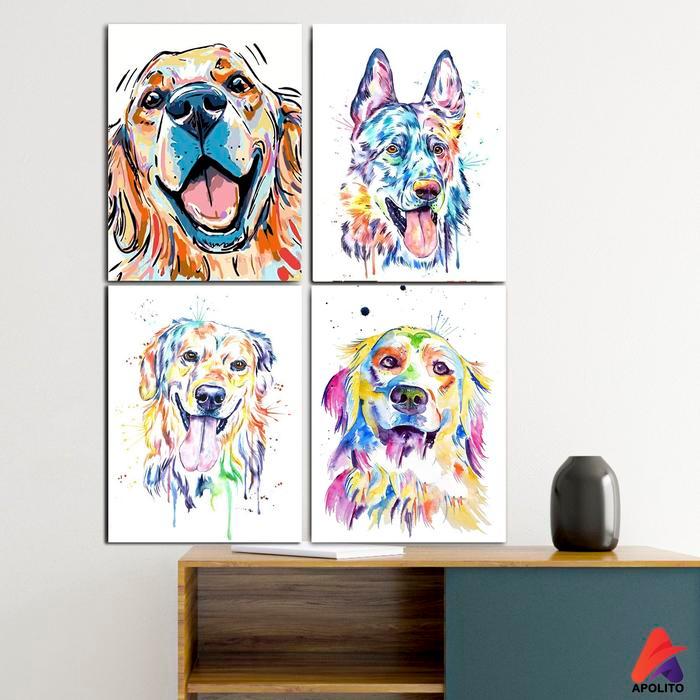 HIASAN DINDING HEWAN ANJING PAJANGAN WALL DECOR POSTER KAYU GAMBAR HEWAN ANJING